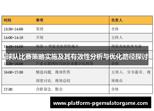 球队比赛策略实施及其有效性分析与优化路径探讨