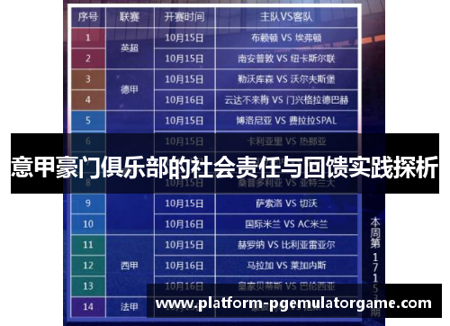 意甲豪门俱乐部的社会责任与回馈实践探析