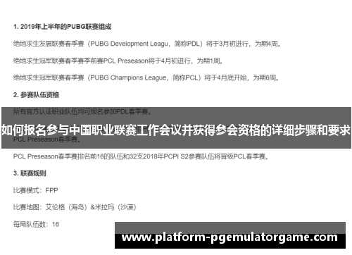 如何报名参与中国职业联赛工作会议并获得参会资格的详细步骤和要求