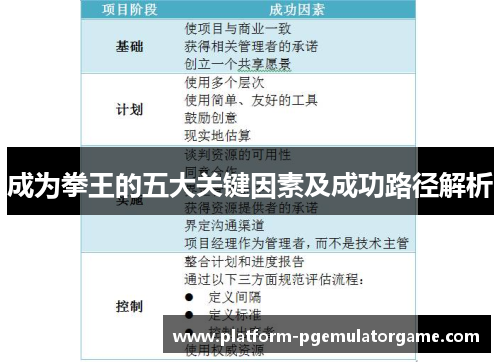 成为拳王的五大关键因素及成功路径解析