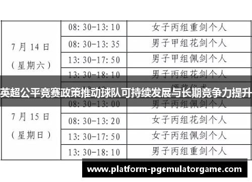 英超公平竞赛政策推动球队可持续发展与长期竞争力提升
